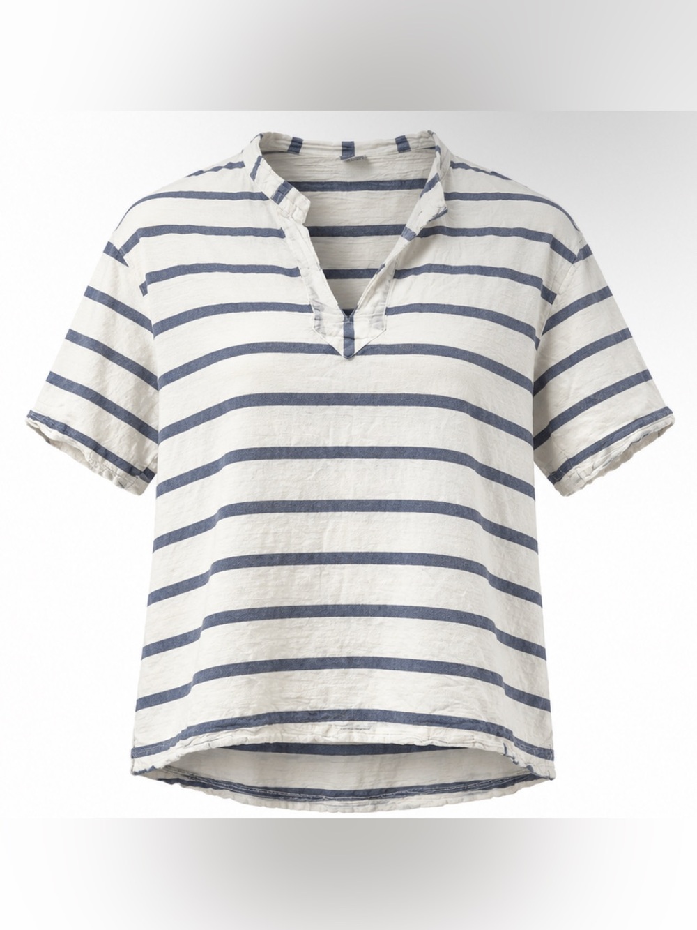 Boomil‎ 100% Cotton Made in Greece Nautical Coastal Pop Over Top Size L Stripped